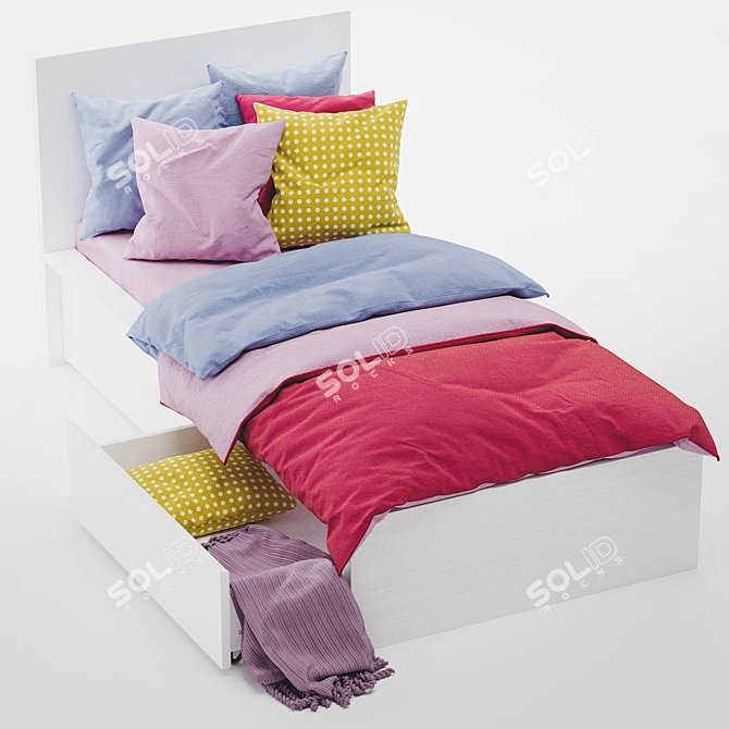 Sleek and Stylish Ikea Malm Bed 3D model image 2