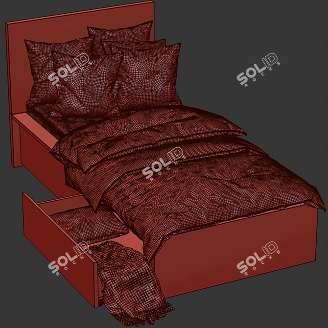 Sleek and Stylish Ikea Malm Bed 3D model image 3