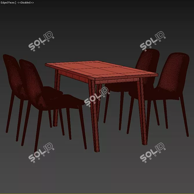 Elegant Eddie 5-Piece Dining Set 3D model image 3