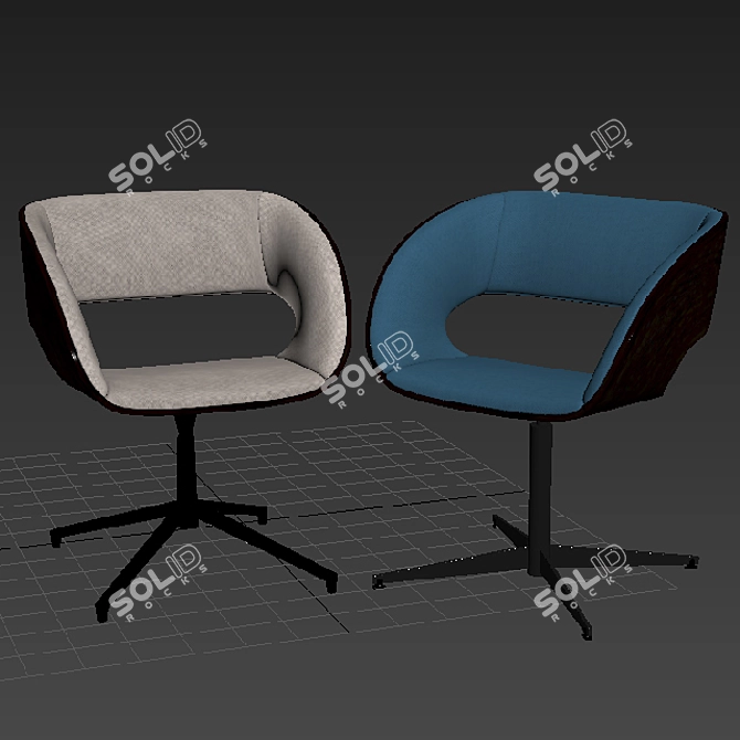 Elegant Swivel Charlotte Armchair 3D model image 3