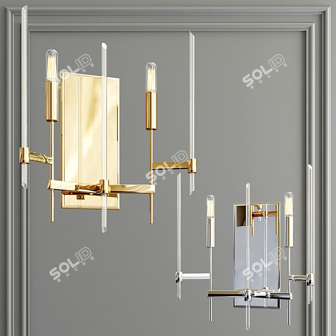 Bari 2-Light Wall Sconce: Sleek Metal and Glass Design 3D model image 1