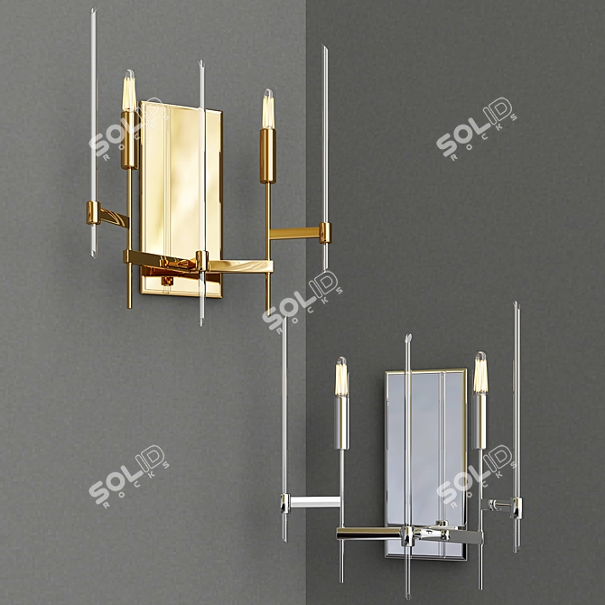 Bari 2-Light Wall Sconce: Sleek Metal and Glass Design 3D model image 2