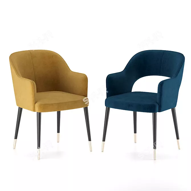 Elegant Gray & Tony Chair 3D model image 2