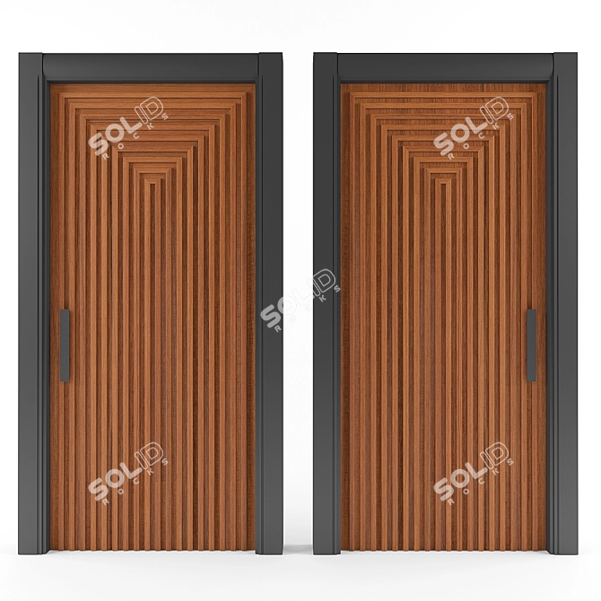 Grooved Wood Door - 145x275cm 3D model image 1