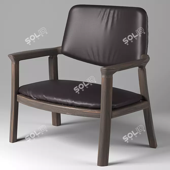 Wooden Leather Chair 3D model image 1