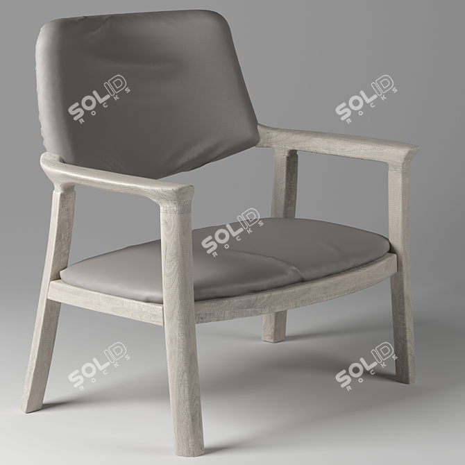 Wooden Leather Chair 3D model image 2