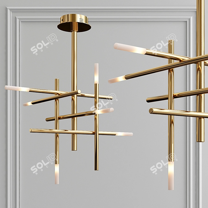 Elegant Gold Pendant Light 3D model image 1