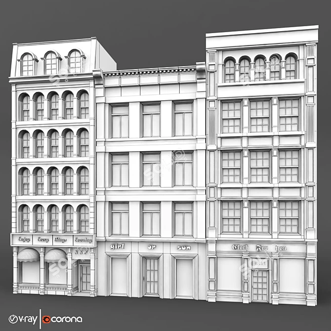 Architectural Facades Collection A5 3D model image 2