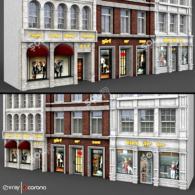 Architectural Facades Collection A5 3D model image 3