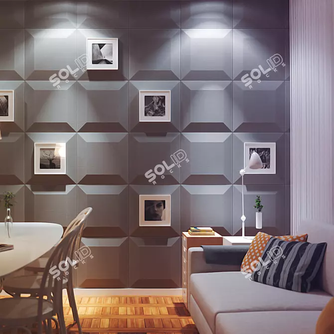 OM Gypsum 3D Panel CHOCO: Stylish Elegance for Your Space 3D model image 3