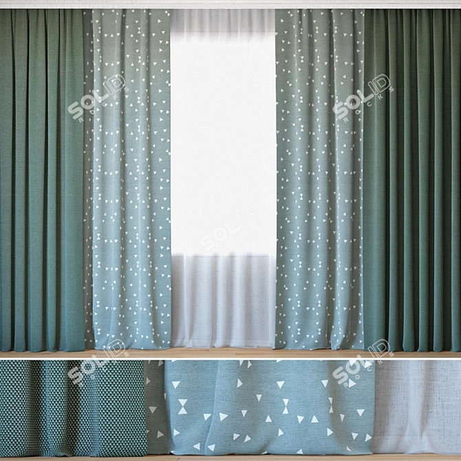 Elegant Curtains with Tulle | Novum and Ottoman Triangles 3D model image 1