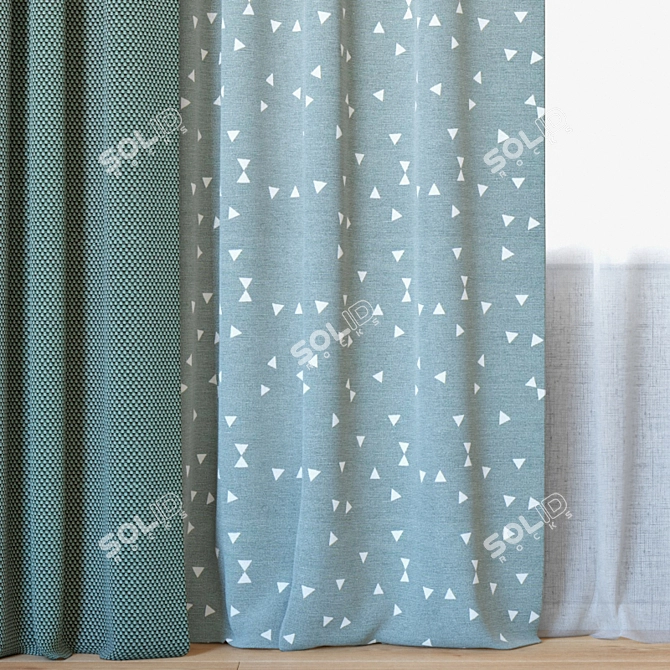 Elegant Curtains with Tulle | Novum and Ottoman Triangles 3D model image 2