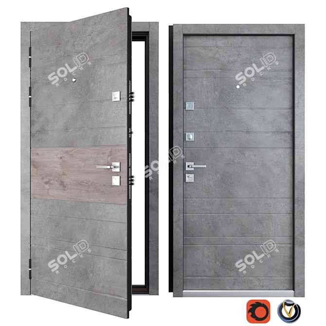 Durable Tire Metal Entrance Door 3D model image 1