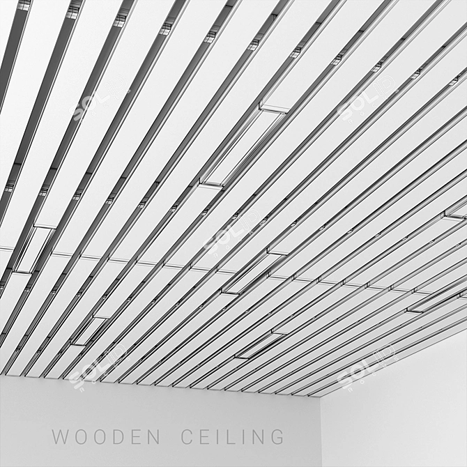 Title: Elegant Wooden Ceiling Panel 3D model image 2