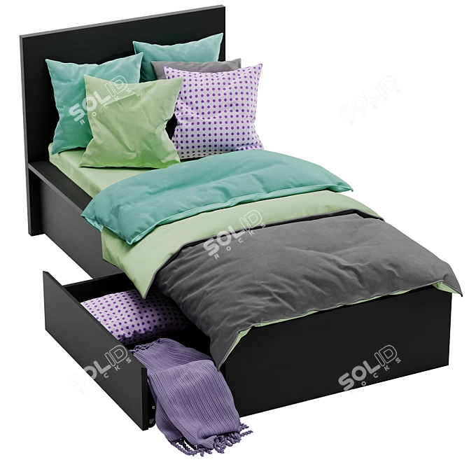 Sleek Ikea Malm Single Bed 3D model image 2