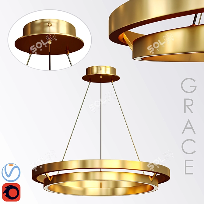 Elegant Grace Chandelier 36 3D model image 1