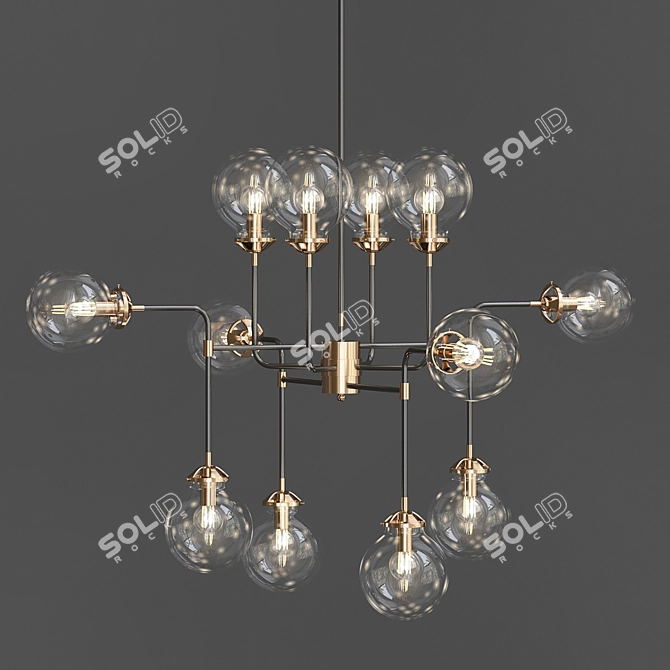 Lilly Pendant Light - Glass and Metal 3D model image 1
