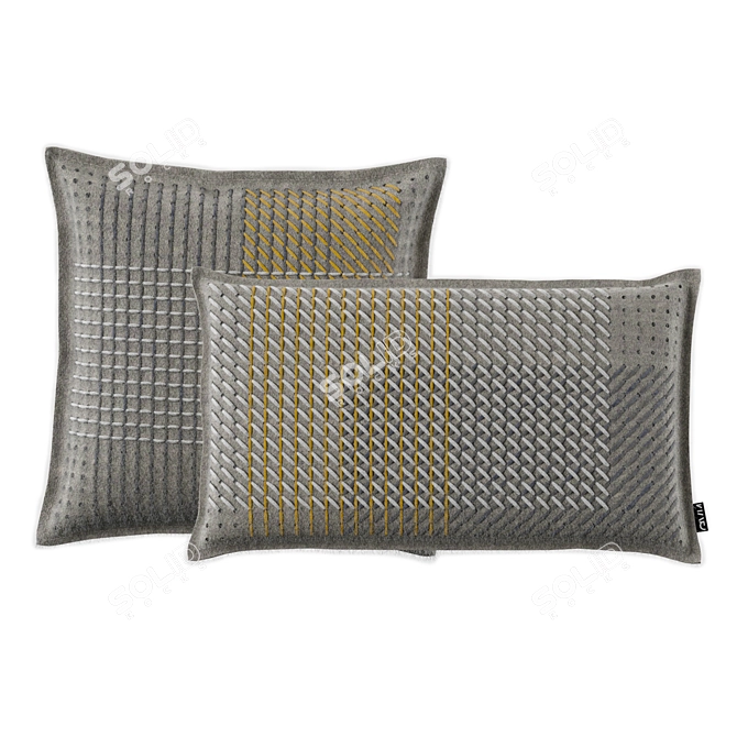 Canevas Geo Grey Rectangular Cushion 3D model image 1