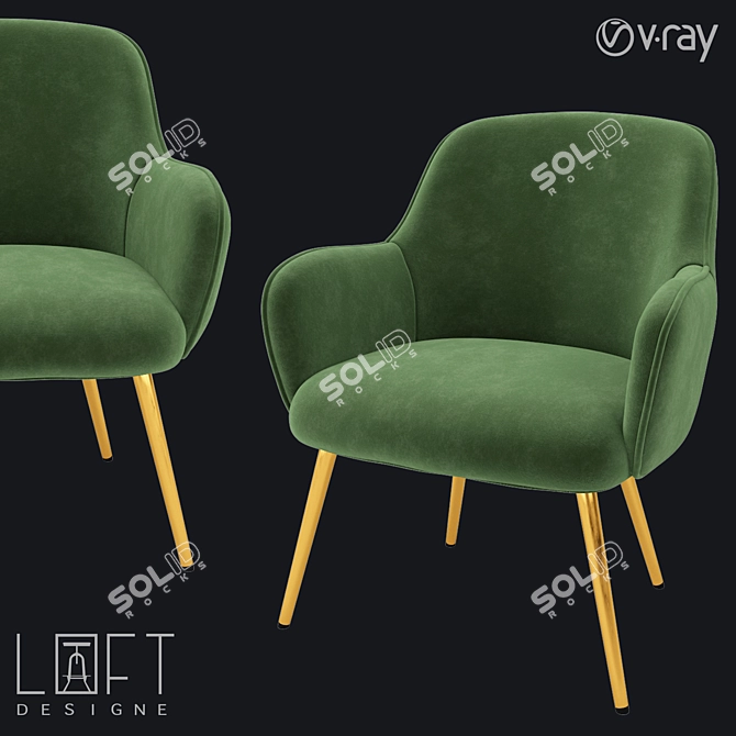 Metal and Fabric Armchair by LoftDesigne 3D model image 1