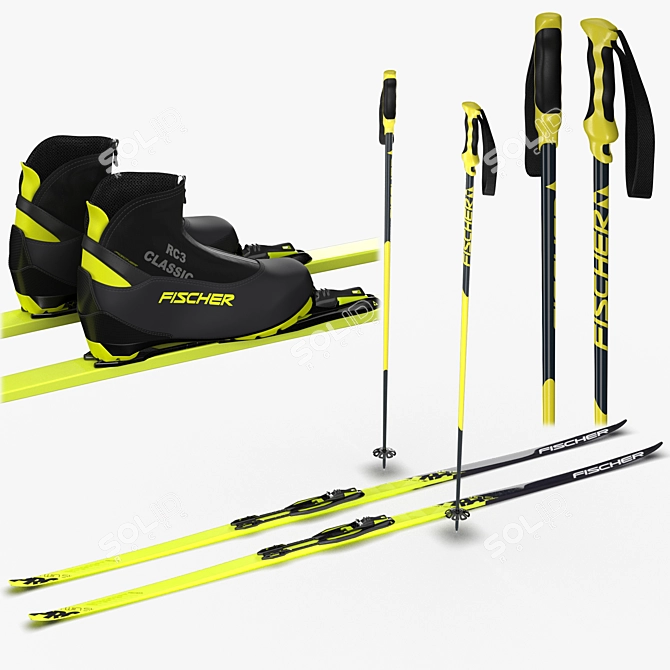 Fischer Twin Skin Ski Set 3D model image 1