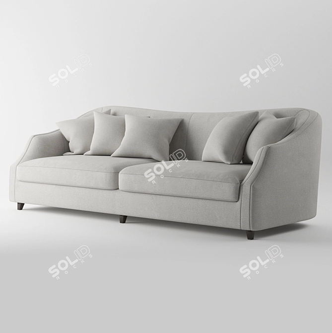 Elegant Dove Grey Velvet Sofa 3D model image 1