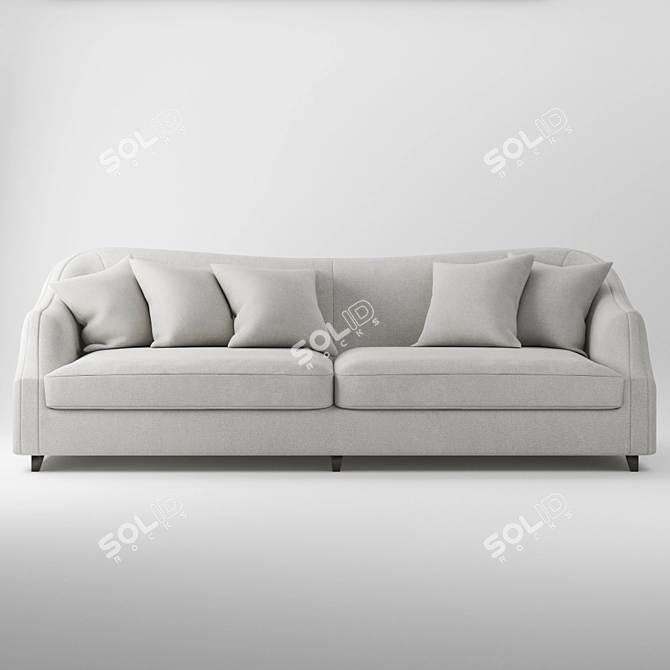 Elegant Dove Grey Velvet Sofa 3D model image 2