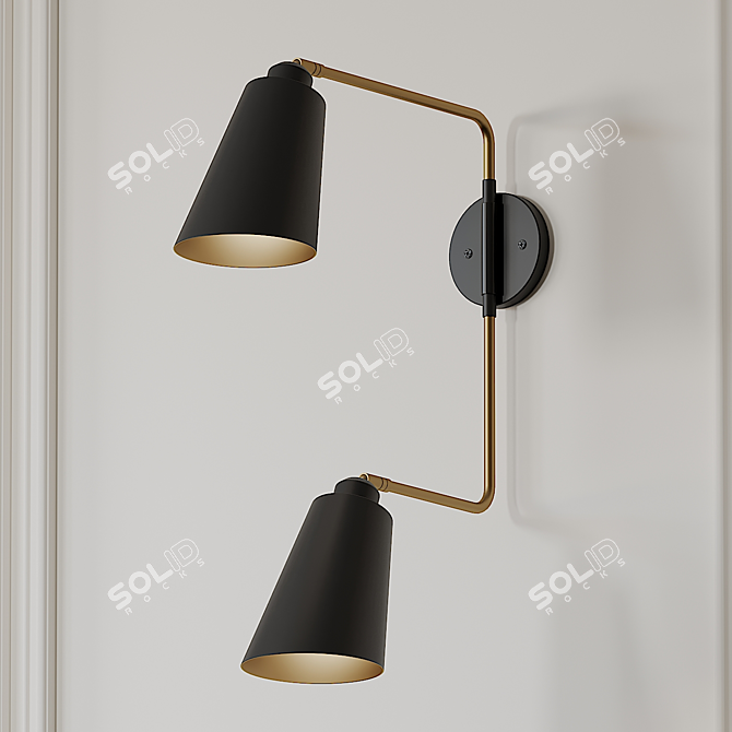 Modern Valmonte 2-Light Armed Sconce 3D model image 1