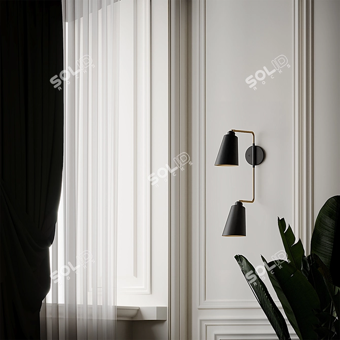 Modern Valmonte 2-Light Armed Sconce 3D model image 4