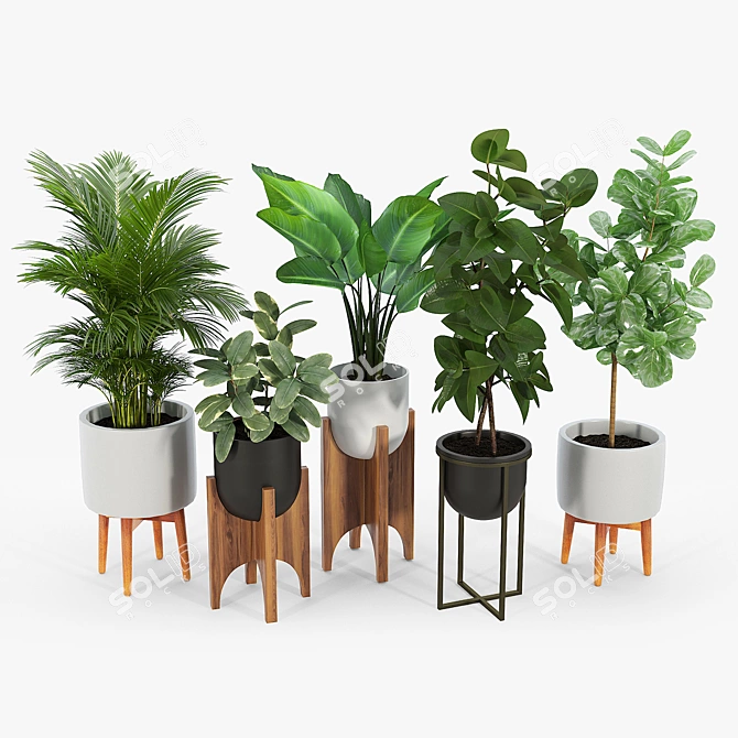 Arches Standing Planters - Stylish Mid-Century Black 3D model image 2