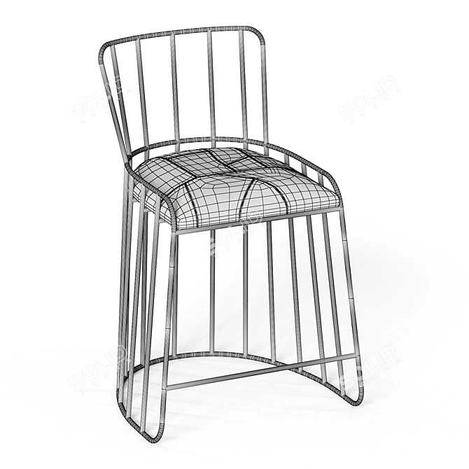 Sleek Metal & Leather David Counter Stool 3D model image 3