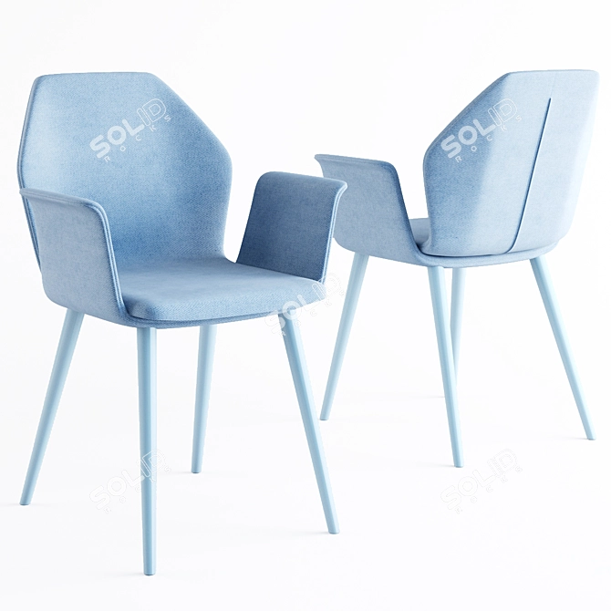 Elegant Ava Armchair in Heather Grey 3D model image 1