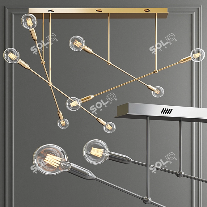 Sleek Elegance: Sorenthia Quad Chandelier 3D model image 1