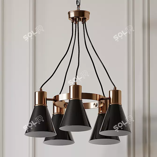 Elegant 5-Light Wagon Chandelier 3D model image 1