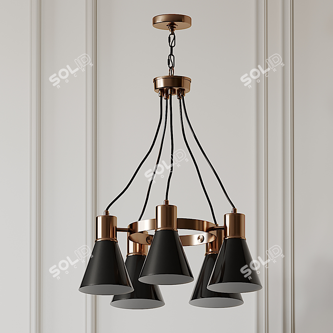 Elegant 5-Light Wagon Chandelier 3D model image 2