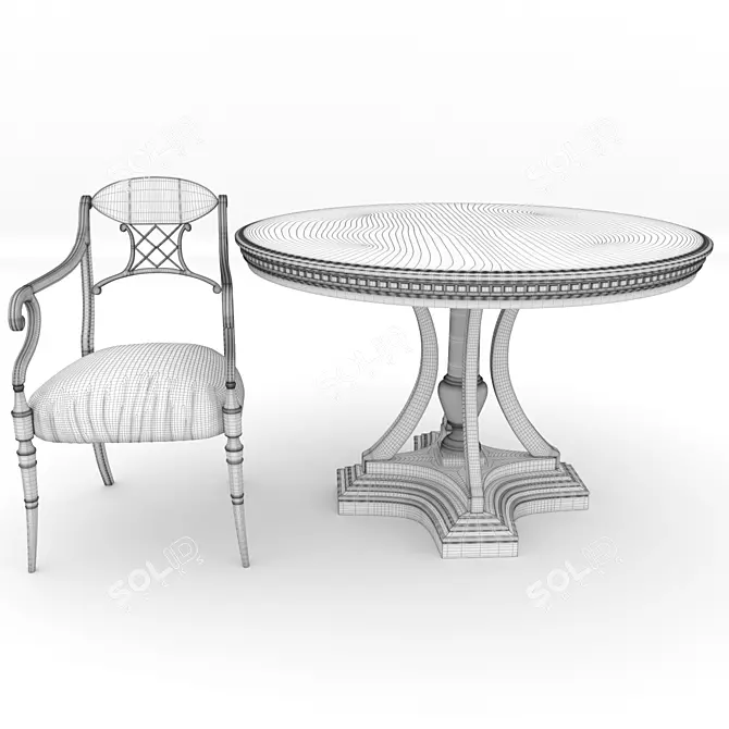 Elegant Dining Chairs & Round Table 3D model image 3