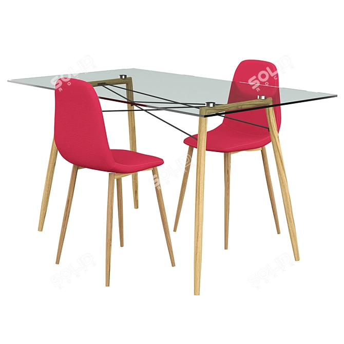 Stylish Dunnell 3 Piece Dining Set 3D model image 1
