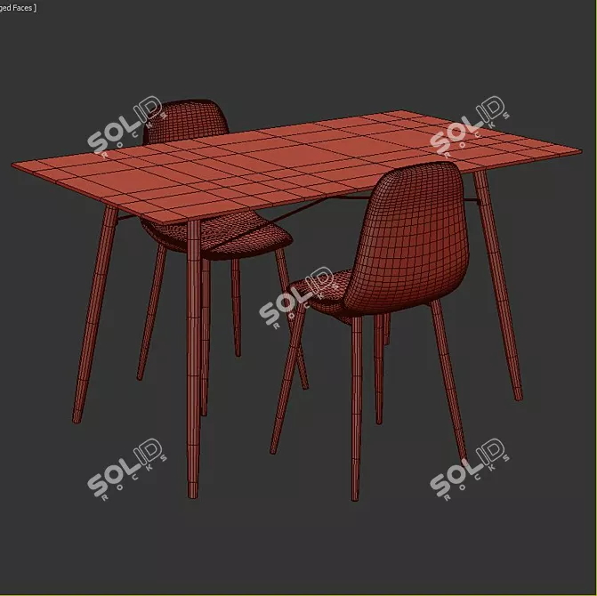 Stylish Dunnell 3 Piece Dining Set 3D model image 3