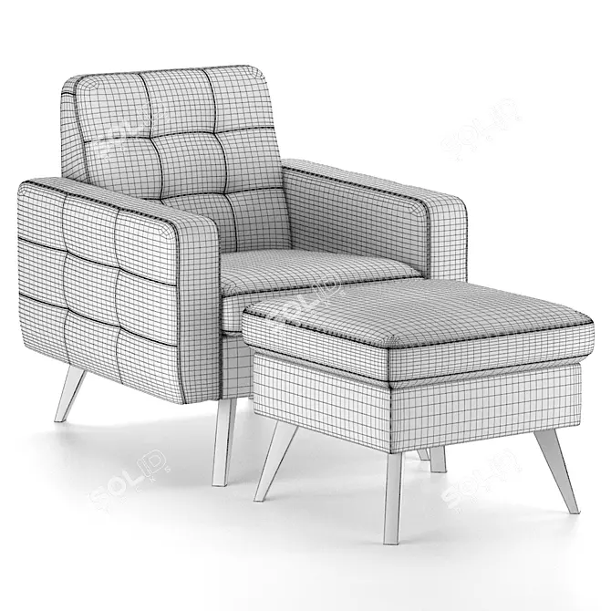 Cozy California Armchair: Stylish, Comfortable, and Compact 3D model image 3