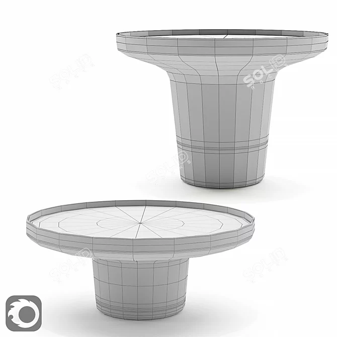 Sleek Poller Table: Black Laminate & Marble 3D model image 2