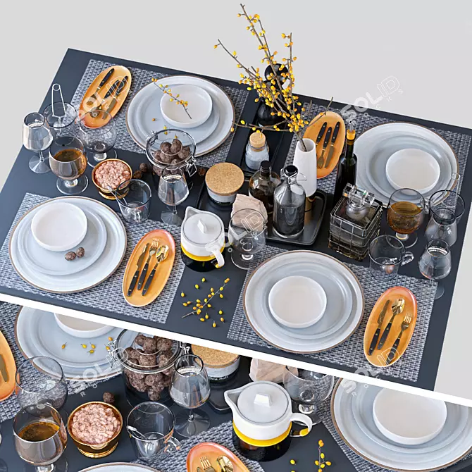 Elegant Table Setting 3D model image 1