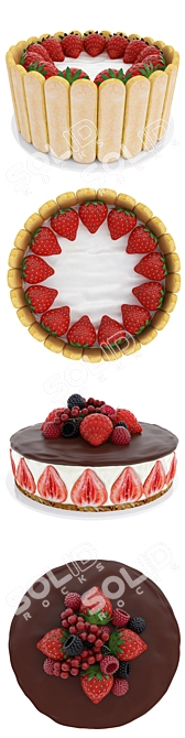 Sweet Delights: Strawberry Cake Collection 3D model image 4