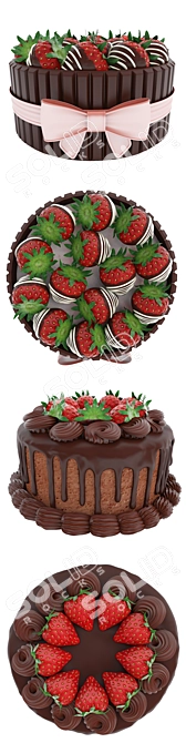 Sweet Delights: Strawberry Cake Collection 3D model image 5