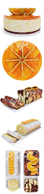 Delicious Orange Cake Collection 3D model image 5