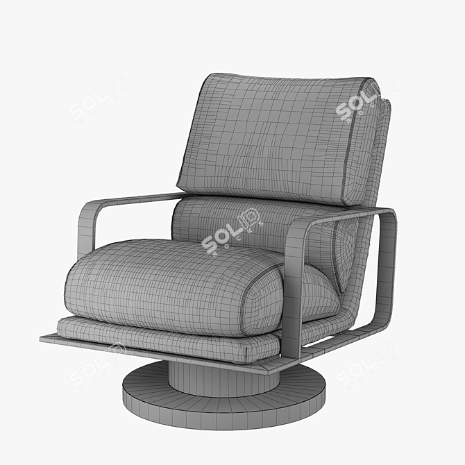 Restored Leather Swivel Chair 3D model image 3