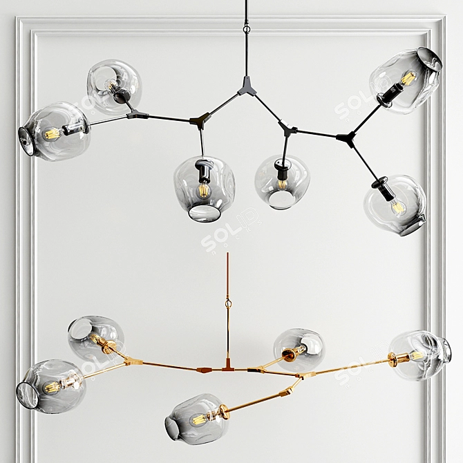 Elegant Branching Bubble Chandelier 3D model image 1
