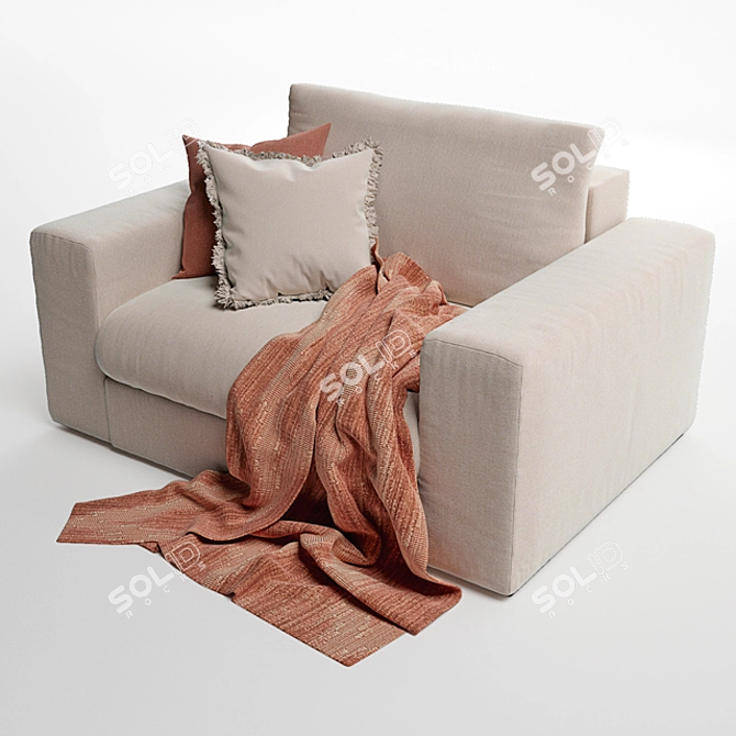 Luxury Grande Plain Armchair: Elegant Sofmann Design 3D model image 2