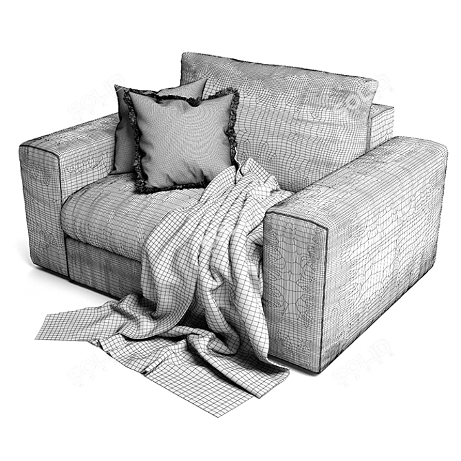 Luxury Grande Plain Armchair: Elegant Sofmann Design 3D model image 3