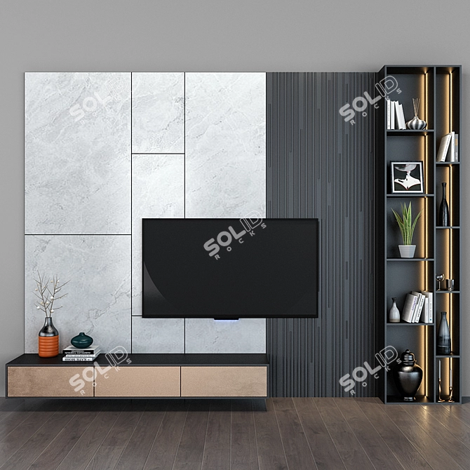 Sleek TV Stand for 64-inch TVs 3D model image 1