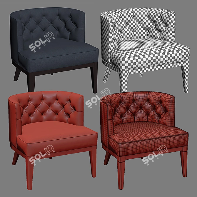 Sophisticated GRAYSON Tufted Chair 3D model image 3