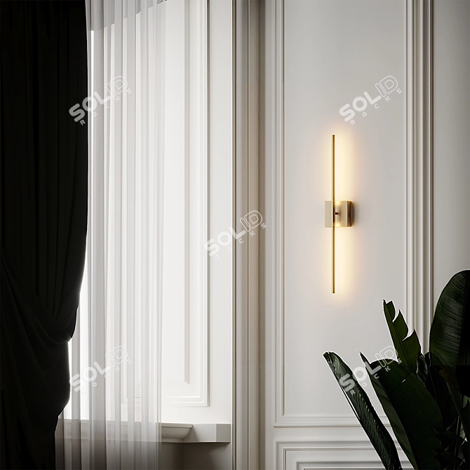 Elegant Gold-Silver Dimmable Sconce 3D model image 3